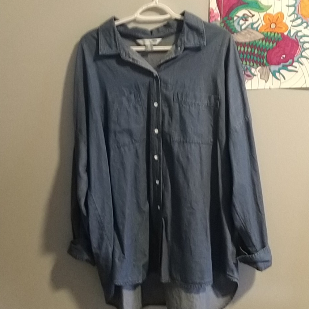 Long sleeve collar Jean shirt